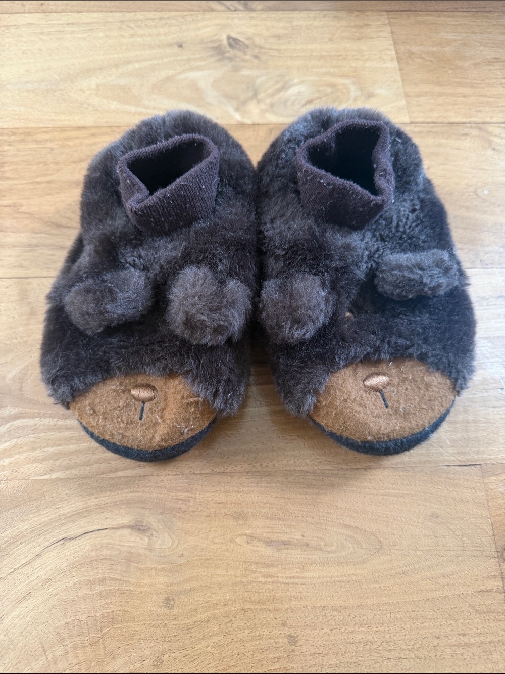 L.L.Bean Plush Brown Bear Slippers kids